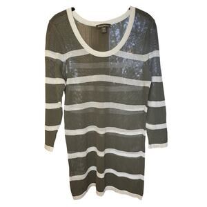 Tommy Bahama Women’s Cover Up Beach Sweater Brown w/ White Stripes Sz M